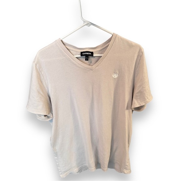 Express Men’s Cotton V-Neck T-Shirt. Size: Medium, Color: Cream - Picture 3 of 4